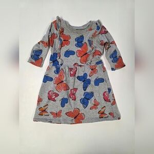 Charming Kids Dress with Butterfly Print